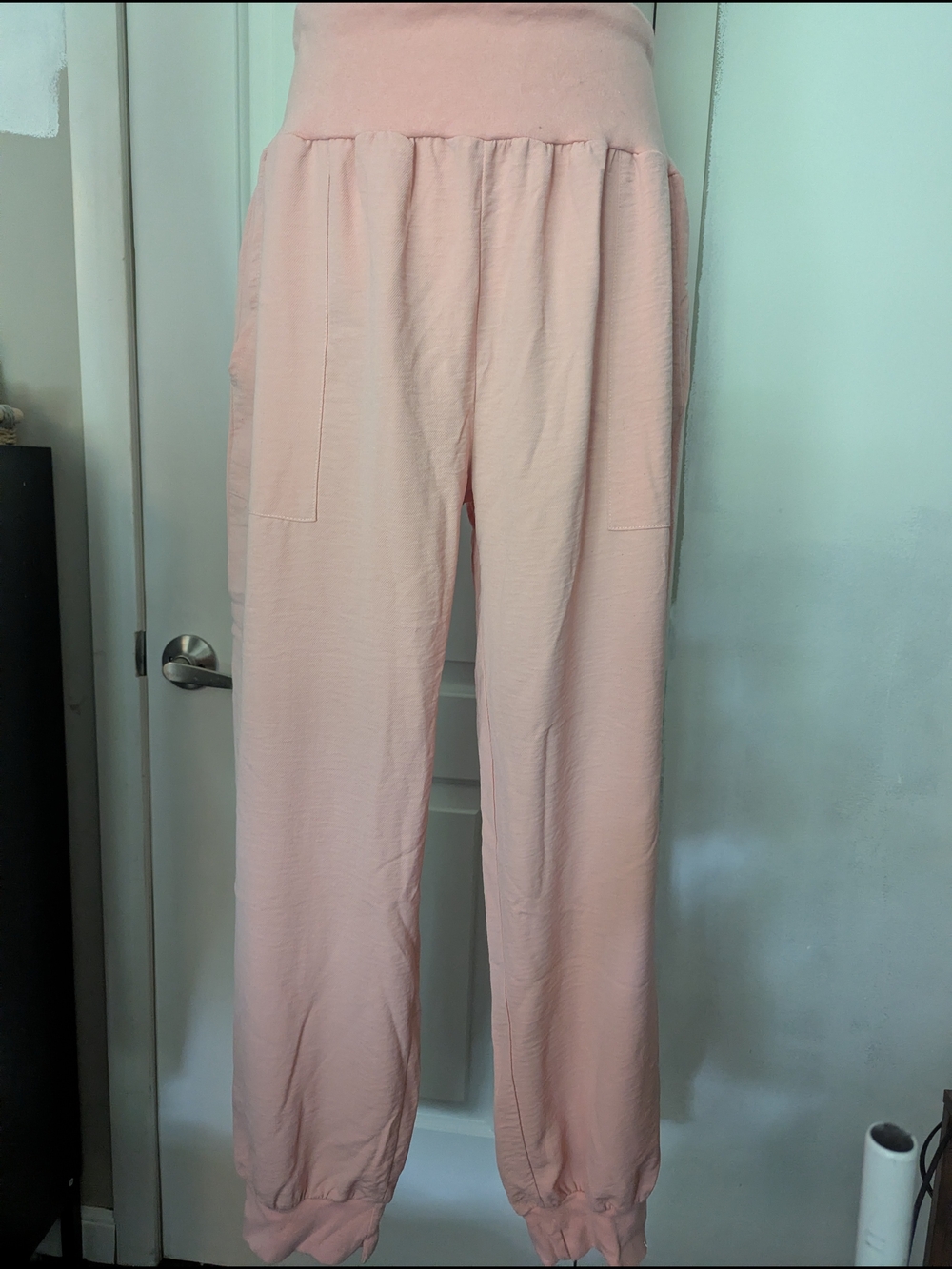 High-Waist Peach Color Jogger Pants with Pockets